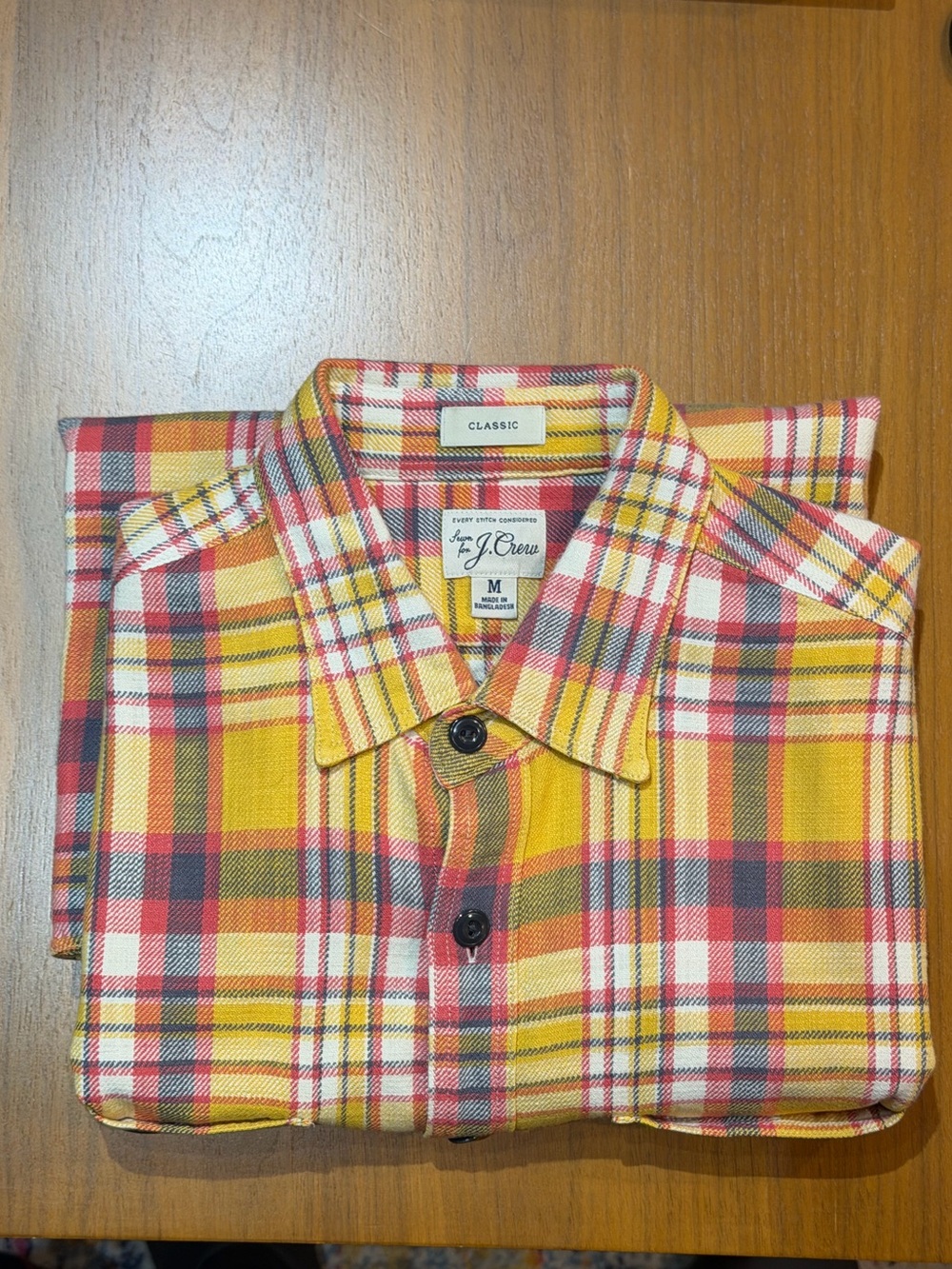 J. Crew Men’s Medium Long Sleeve Yellow and Red Plaid Button-Down Shirt